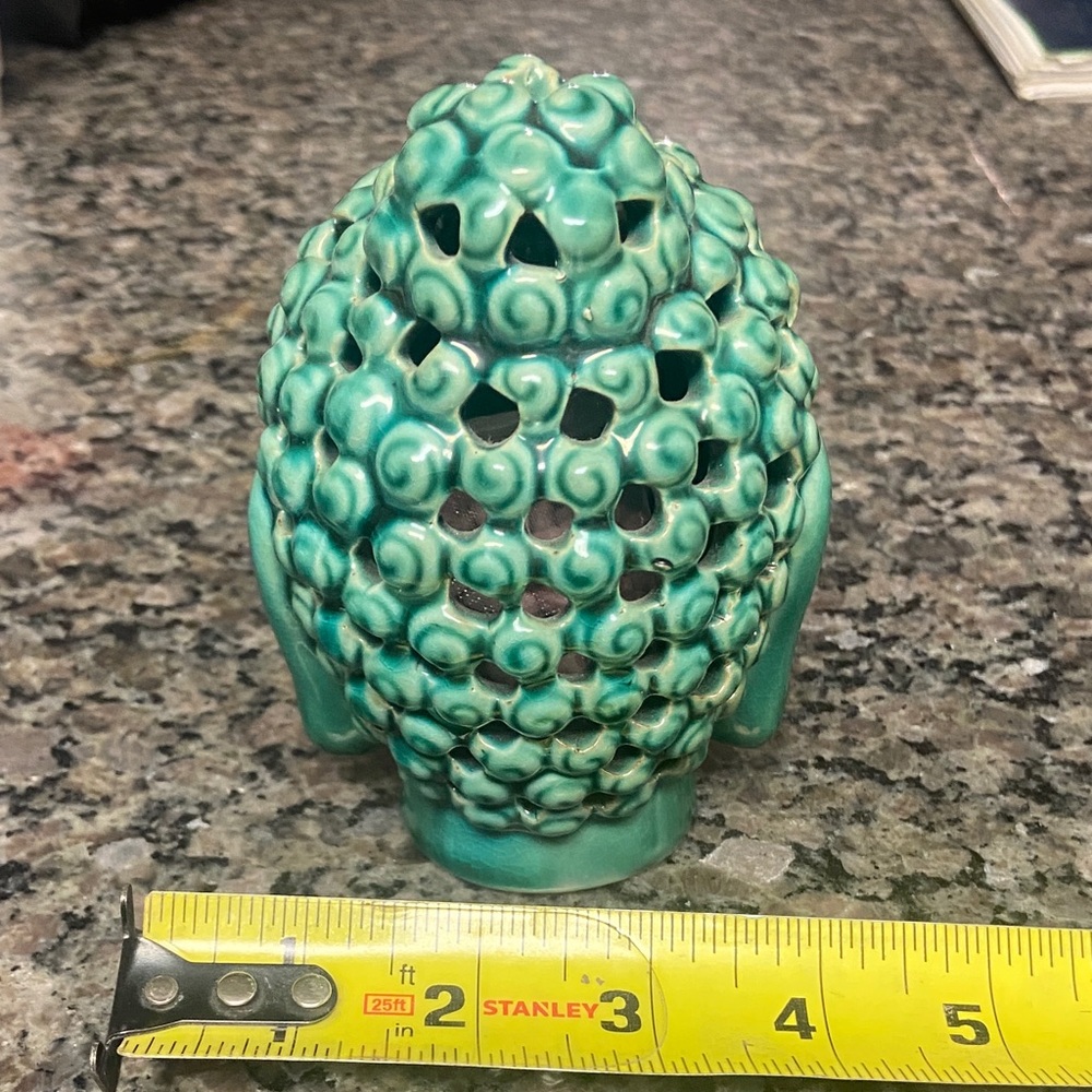 Green Buddha Head Ceramic potpourri holder home Decor - Picture 4 of 9